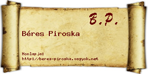 Béres Piroska névjegykártya