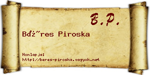 Béres Piroska névjegykártya